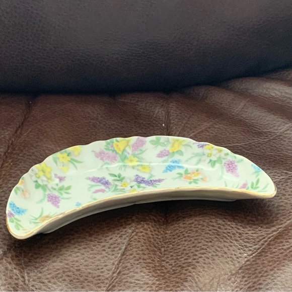 Lefton Lilac Chintz Moon Shaped Bone Dish - Picture 10 of 12